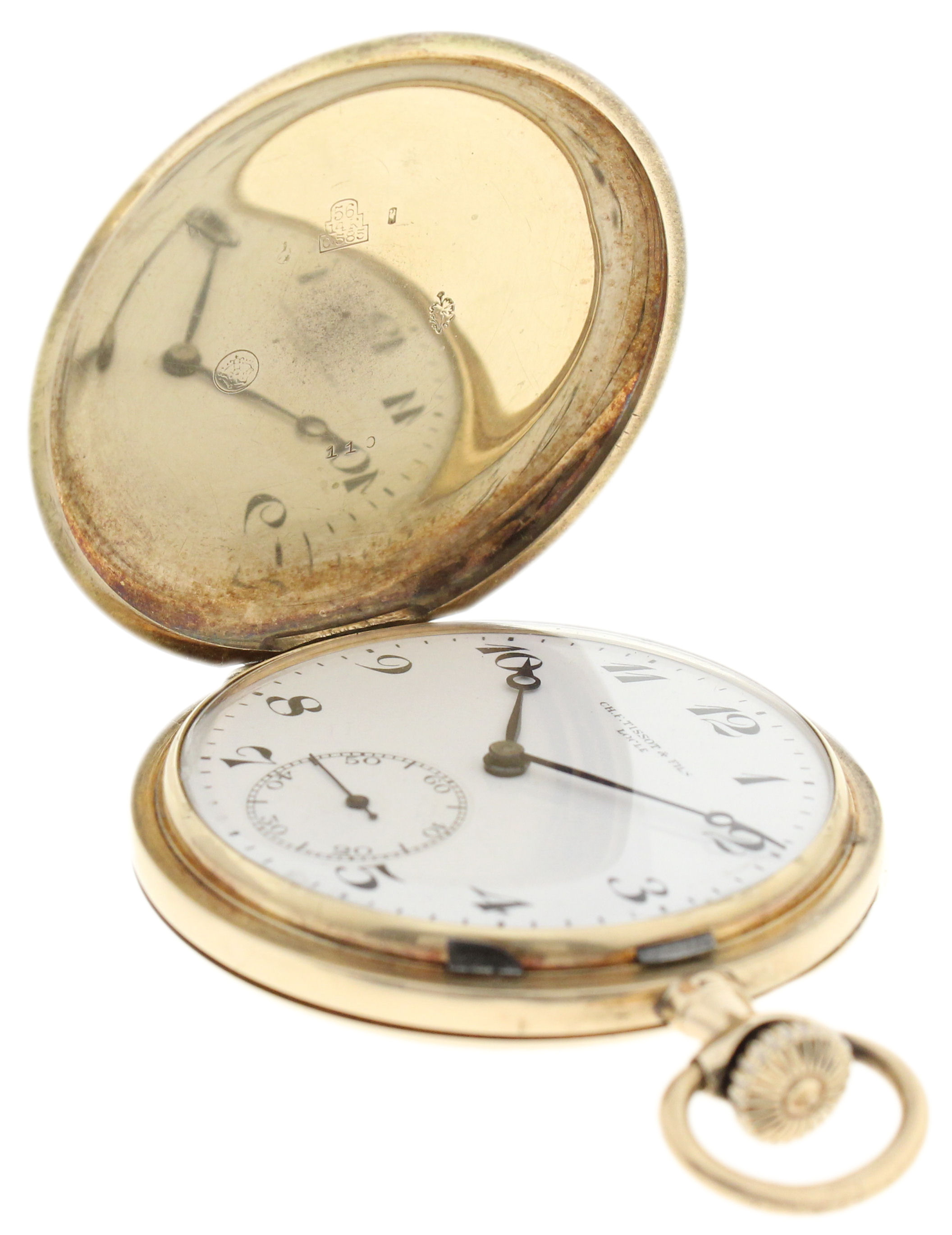 CH.F.TISSOT & FILS LOCLE TASCHENUHR IN 14ct GELBGOLD - 84,2 Gramm